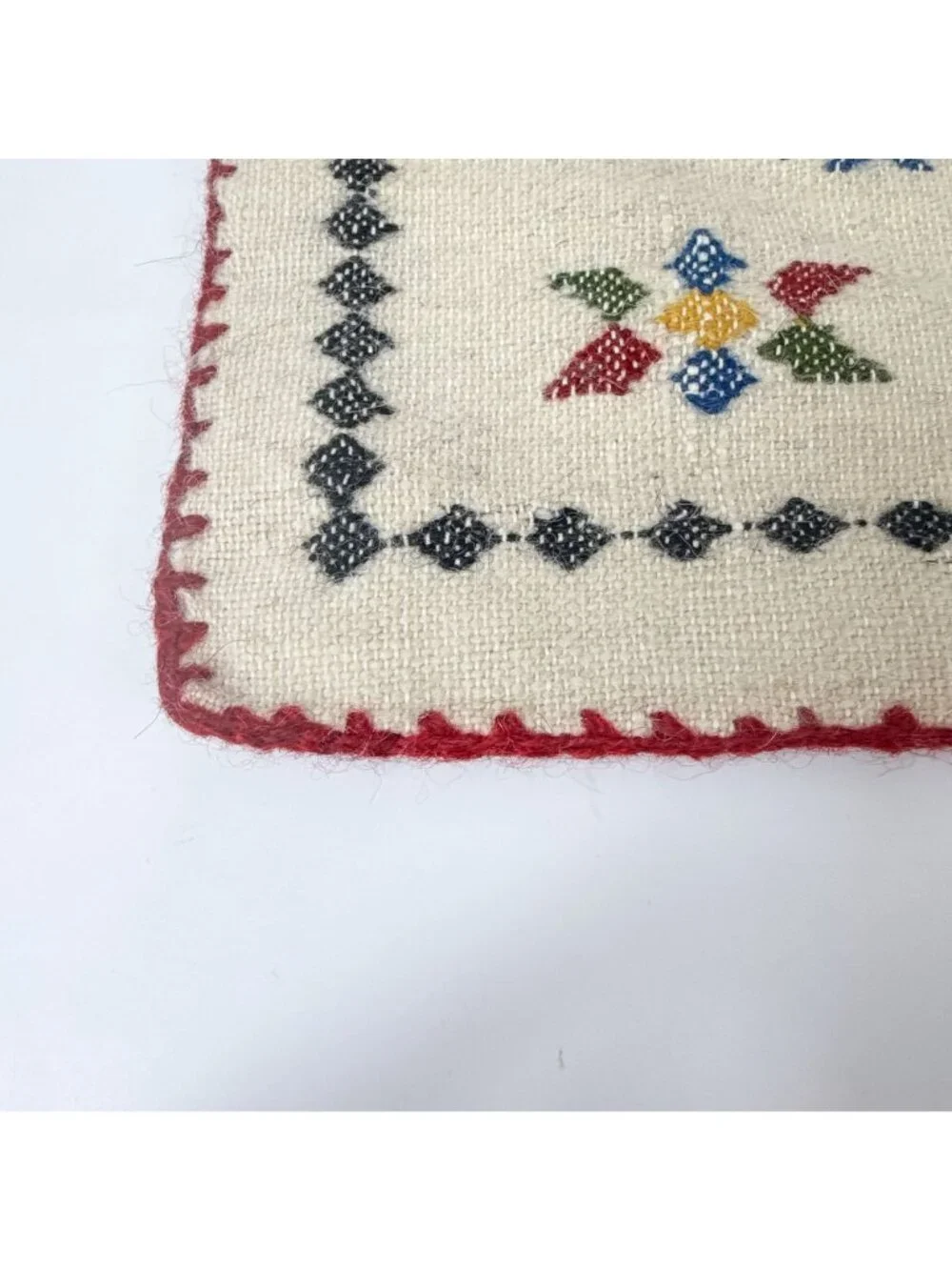Hand Embroidered Alpaca Peruvian Wool Decorative Pillow Cover 17 x 15 Tribal